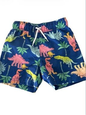 Old Navy Blue Kids Swim Shorts with Multicolor Dino Print